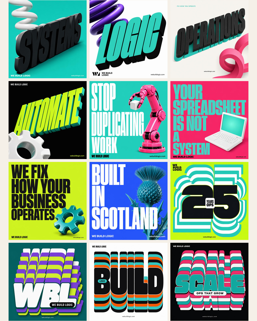 WeBuildLogic Instagram social media content grid
