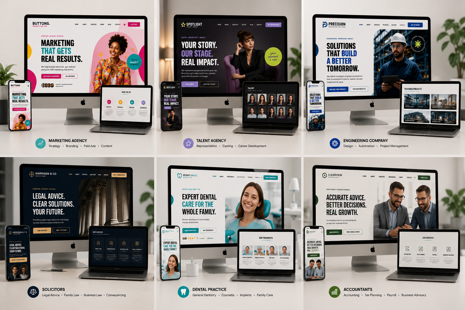 Custom website design on multiple devices